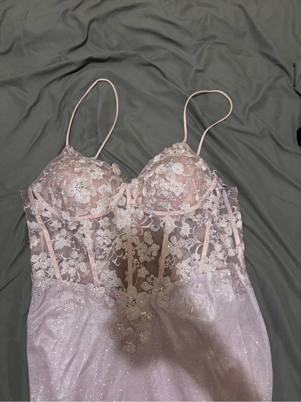 Embroidered Floral Lace Chemise in Blush Pink